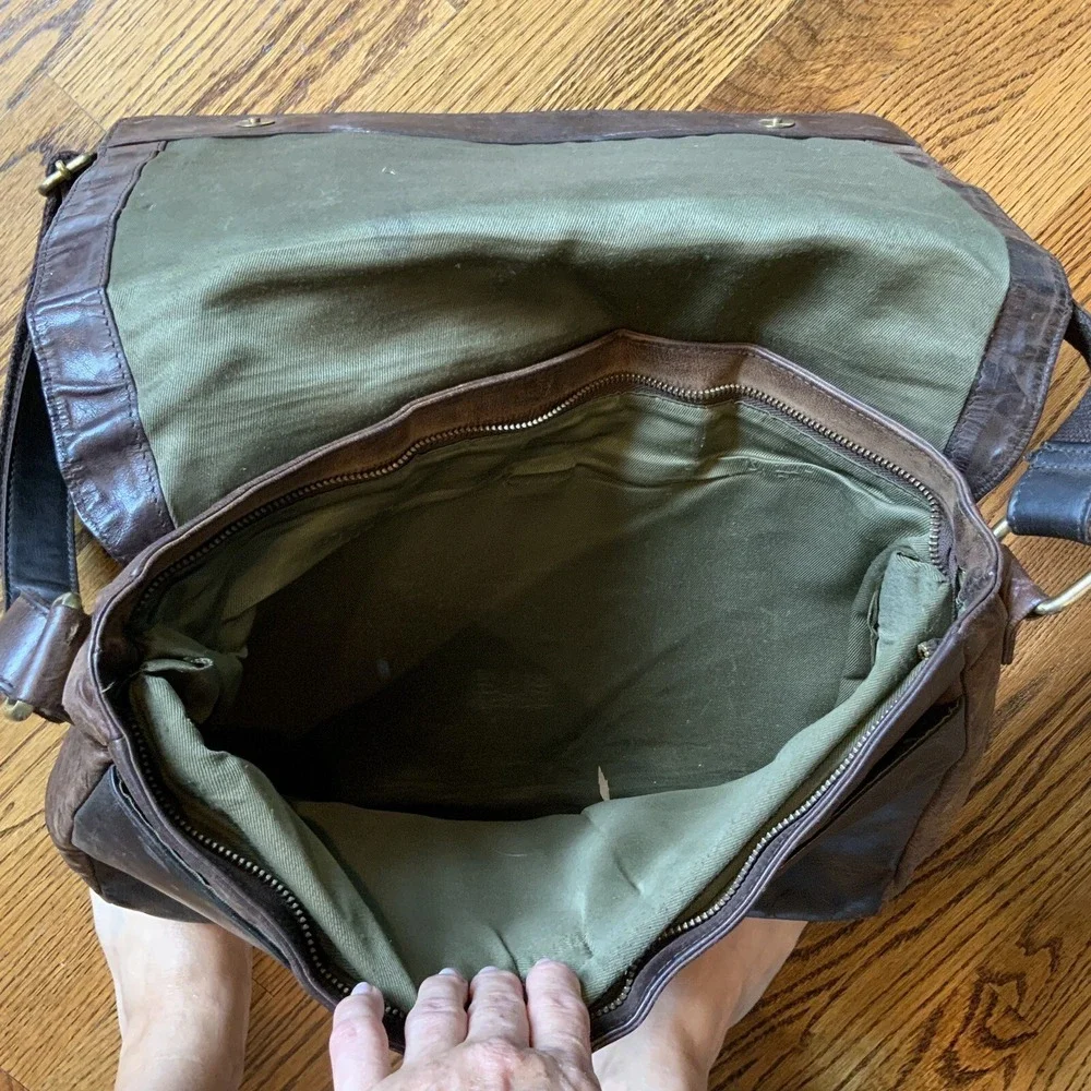 Estalon Brown Leather Messenger Crossbody Bag Briefcase Laptop